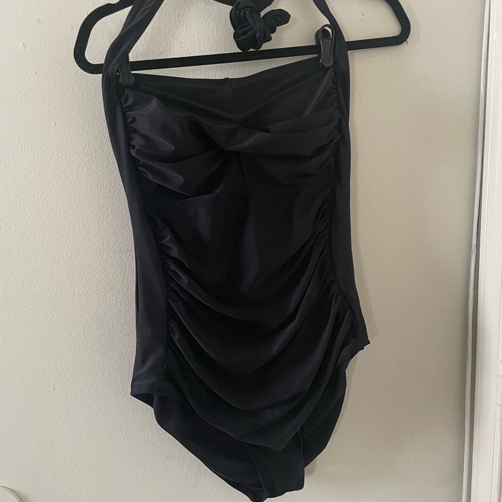 Elegant Black Ruched Swimsuit